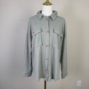 Hippie Rose Button Up Longsleeve Ribbed Shirt US Women's M